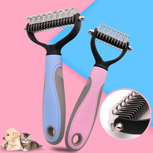 Stainless Double-sided Pet Brush Hair Removal Comb Grooming Dematting Dog Grooming Shedding Tools - The Pet Supply Store 