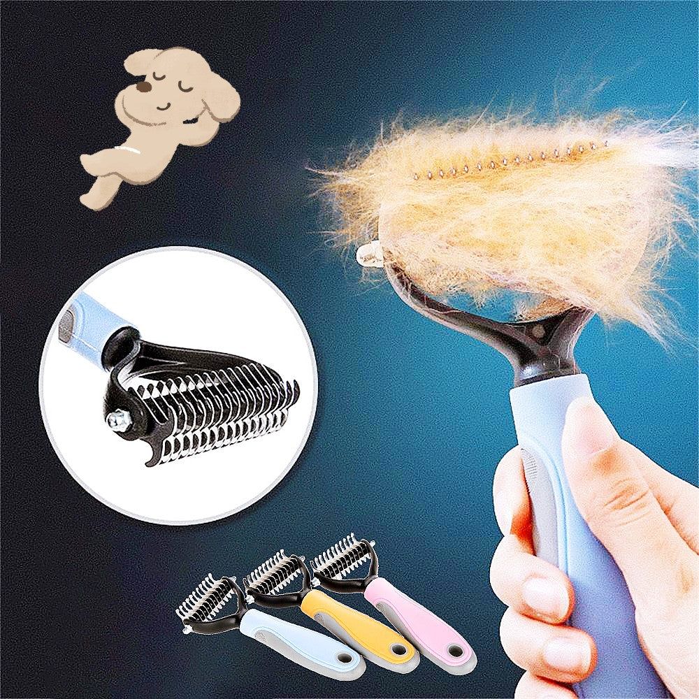 Stainless Double-sided Pet Brush Hair Removal Comb Grooming Dematting Dog Grooming Shedding Tools - The Pet Supply Store 