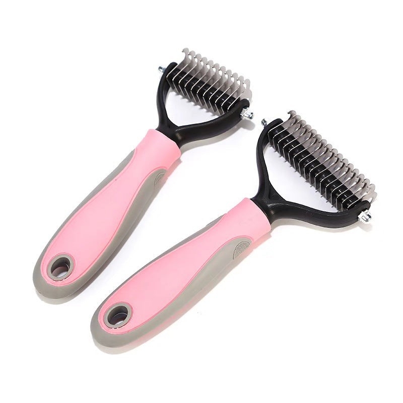 Stainless Double-sided Pet Brush Hair Removal Comb Grooming Dematting Dog Grooming Shedding Tools - The Pet Supply Store 